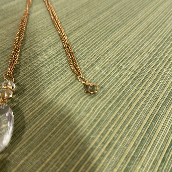 X-Long Tassel Gold Tone Crystal Necklace Vintage - Picture 3 of 6